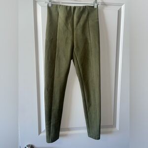 Loft Faux Suede Olive Green Leggings with Hidden Ankle Zipper Size XS